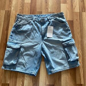 Zara Light Blue Cargo Shorts for Men